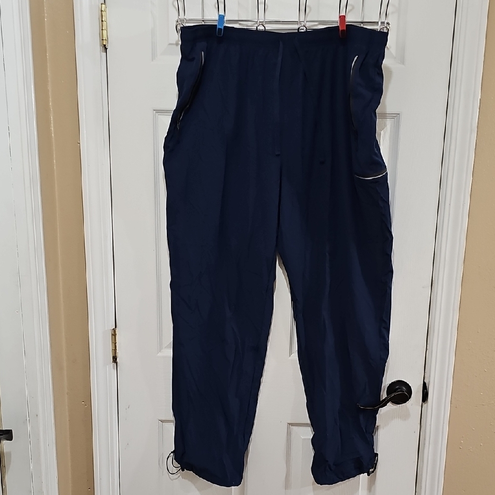 Women's Navy Blue Athletic Windbreaker Pants